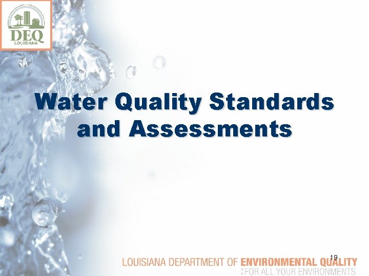 Water Quality Standards and Assessments 19 