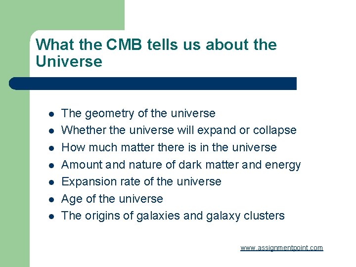 What the CMB tells us about the Universe l l l l The geometry