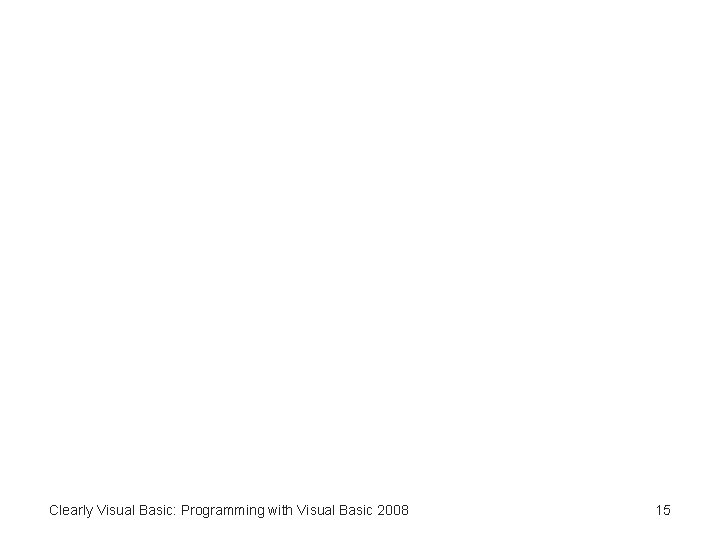 Clearly Visual Basic: Programming with Visual Basic 2008 15 