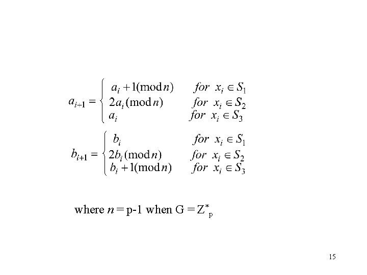 where n = p-1 when G = Z*p 15 