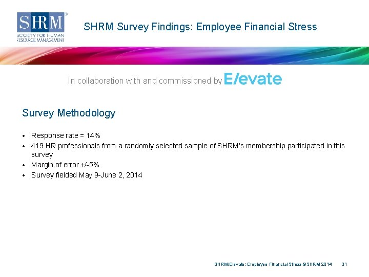 SHRM Survey Findings: Employee Financial Stress In collaboration with and commissioned by Survey Methodology