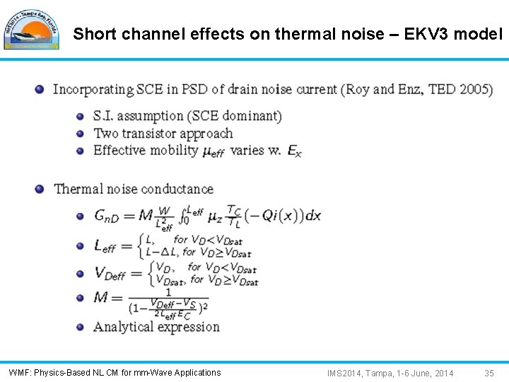 Short channel effects on thermal noise – EKV 3 model WMF: Physics-Based NL CM