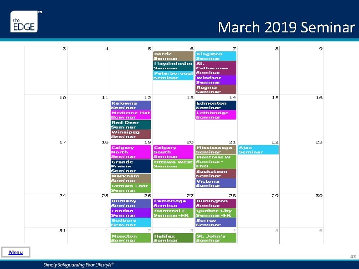 March 2019 Seminar Menu 43 