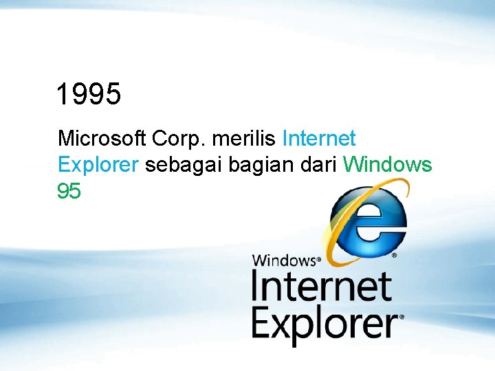 1995 Microsoft Corp. merilis Internet Explorer sebagai bagian dari Windows 95 