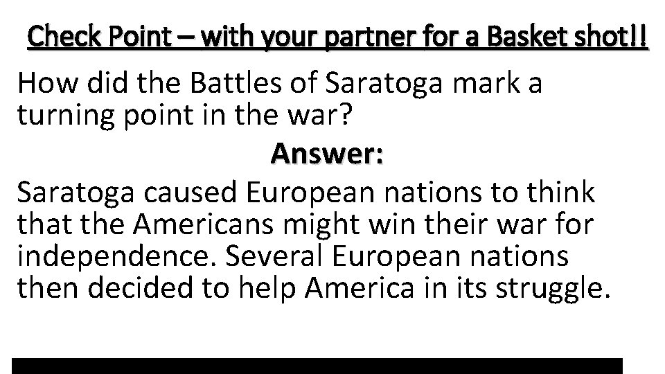 Check Point – with your partner for a Basket shot!! How did the Battles