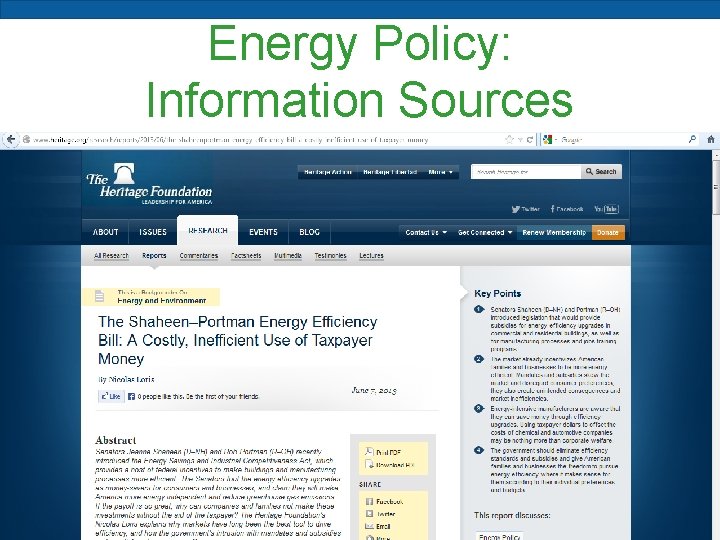 Energy Policy: Information Sources 