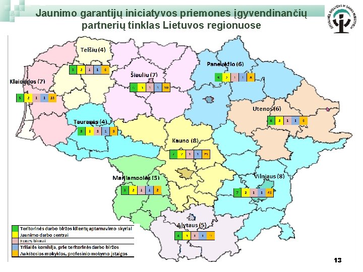 Jaunimo garantijų iniciatyvos priemones įgyvendinančių partnerių tinklas Lietuvos regionuose 13 