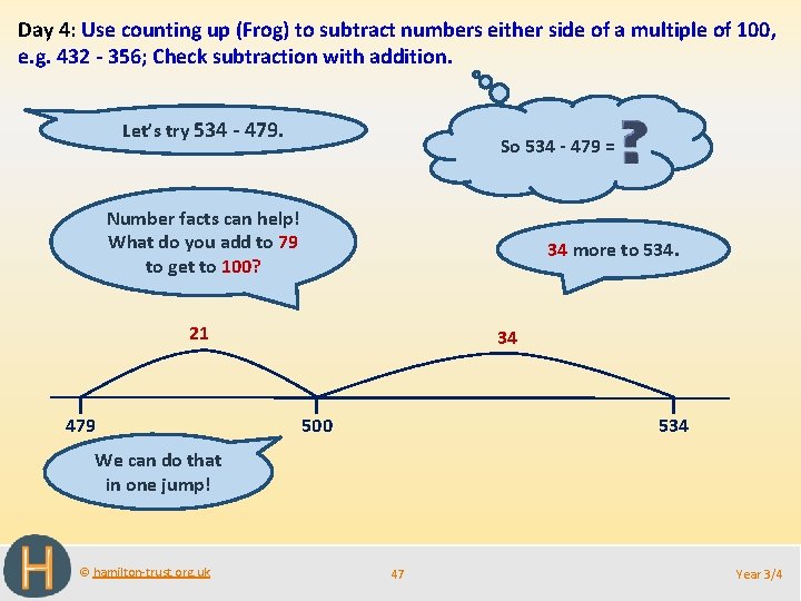 Day 4: Use counting up (Frog) to subtract numbers either side of a multiple
