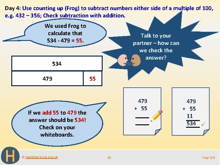 Day 4: Use counting up (Frog) to subtract numbers either side of a multiple