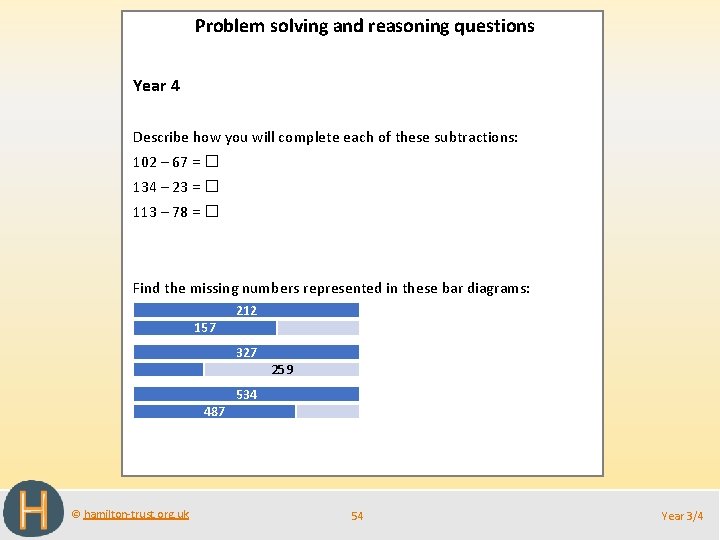 Problem solving and reasoning questions Year 4 Describe how you will complete each of