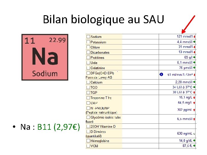 Bilan biologique au SAU • Na : B 11 (2, 97€) 