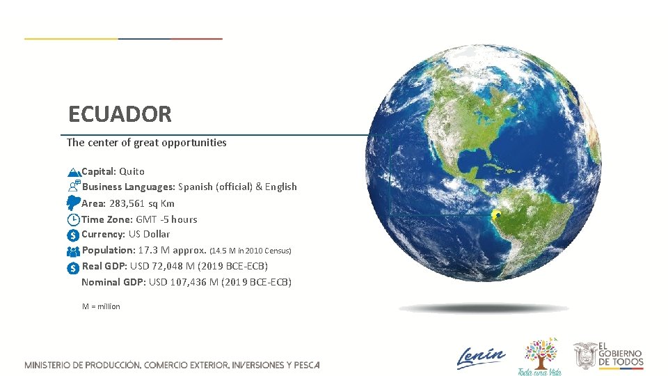 ECUADOR The center of great opportunities Capital: Quito Business Languages: Spanish (official) & English