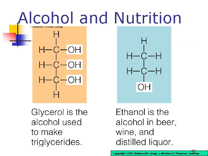Alcohol and Nutrition 43 Copyright 2005 Wadsworth Group, a division of Thomson Learning 