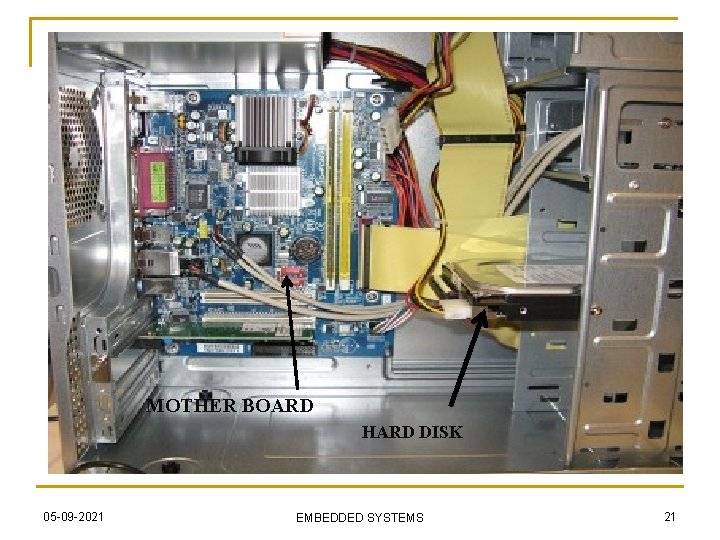 MOTHER BOARD HARD DISK 05 -09 -2021 EMBEDDED SYSTEMS 21 