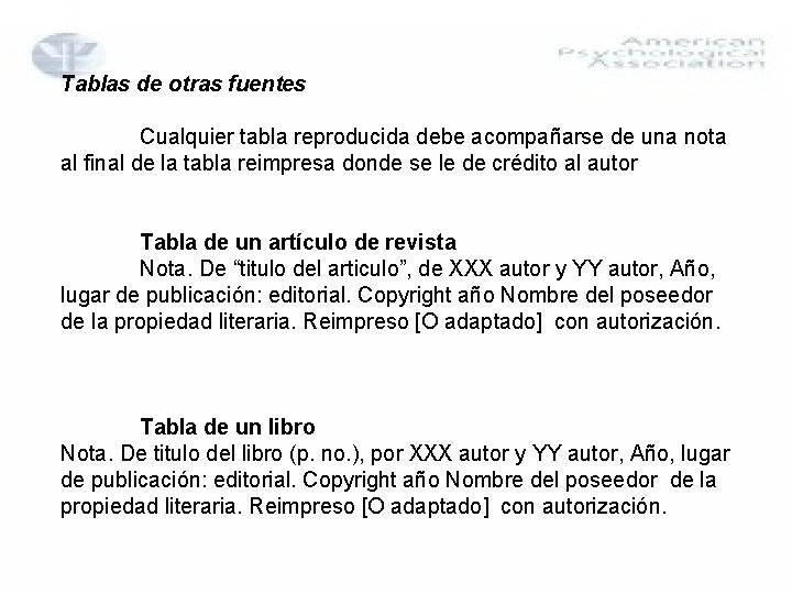 Tablas de otras fuentes Cualquier tabla reproducida debe acompañarse de una nota al final