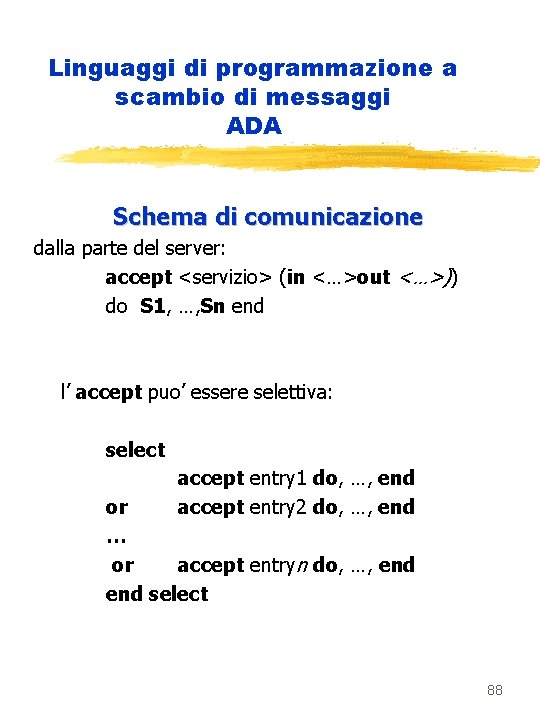 Linguaggi di programmazione a scambio di messaggi ADA Schema di comunicazione dalla parte del