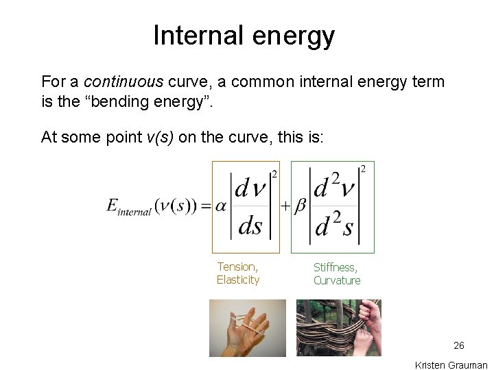 Internal energy For a continuous curve, a common internal energy term is the “bending