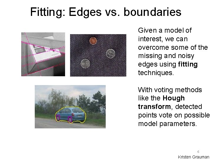 Fitting: Edges vs. boundaries Given a model of interest, we can overcome some of