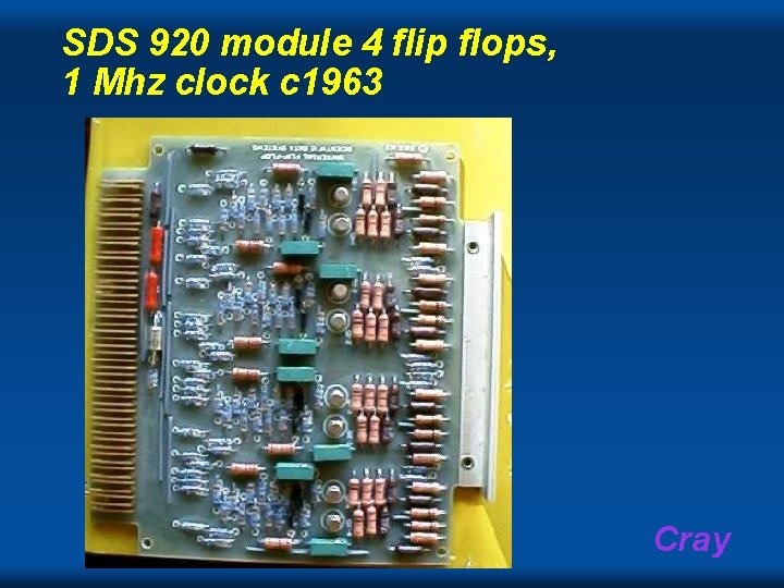 SDS 920 module 4 flip flops, 1 Mhz clock c 1963 Cray SDS 920 module 4 flip flops, 1 Mhz clock c 1963 Cray