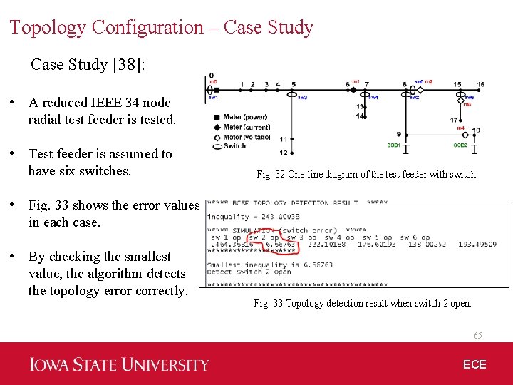 Topology Configuration – Case Study [38]: • A reduced IEEE 34 node radial test