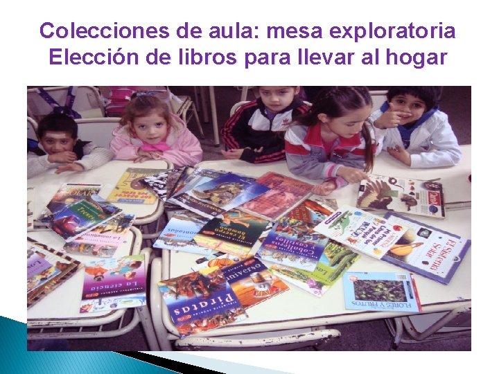Colecciones de aula: mesa exploratoria Elección de libros para llevar al hogar 