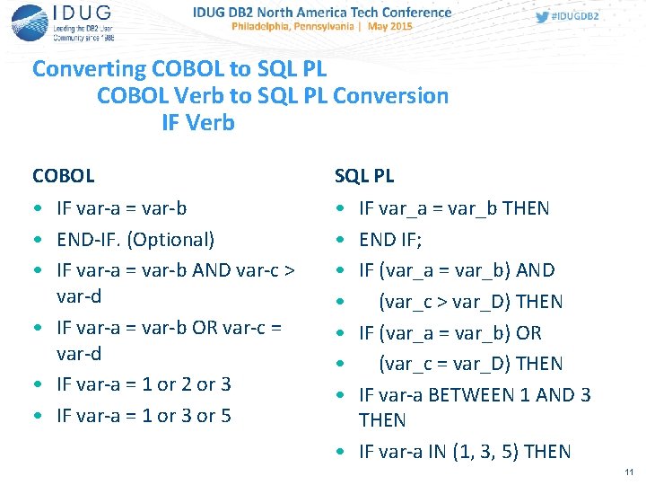 Converting COBOL to SQL PL COBOL Verb to SQL PL Conversion IF Verb COBOL