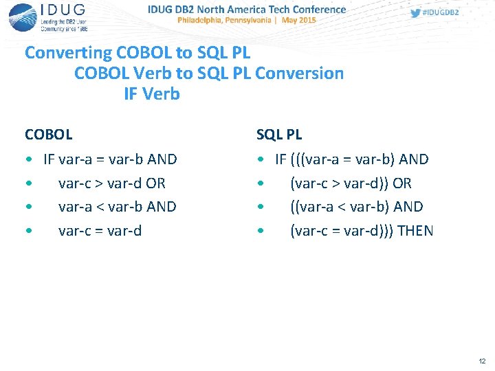 Converting COBOL to SQL PL COBOL Verb to SQL PL Conversion IF Verb COBOL