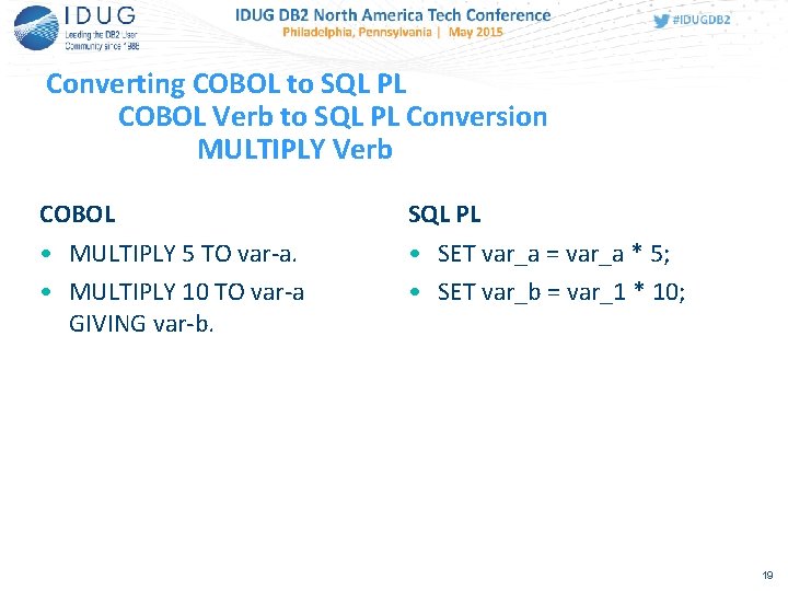 Converting COBOL to SQL PL COBOL Verb to SQL PL Conversion MULTIPLY Verb COBOL