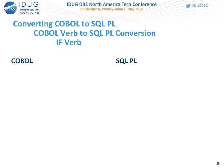 Converting COBOL to SQL PL COBOL Verb to SQL PL Conversion IF Verb COBOL