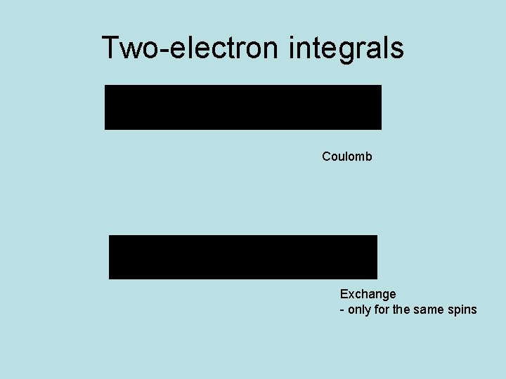Two-electron integrals Coulomb Exchange - only for the same spins 