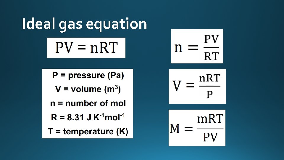 Ideal gas equation 