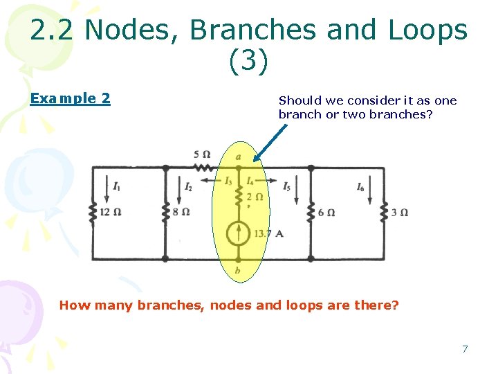 2. 2 Nodes, Branches and Loops (3) Example 2 Should we consider it as