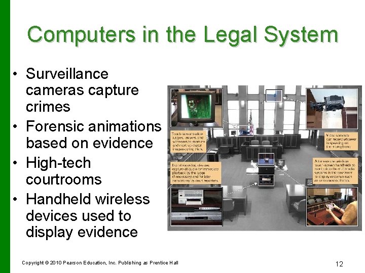 Computers in the Legal System • Surveillance cameras capture crimes • Forensic animations based