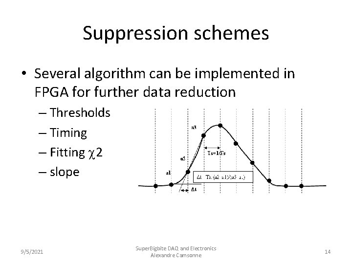 Suppression schemes • Several algorithm can be implemented in FPGA for further data reduction