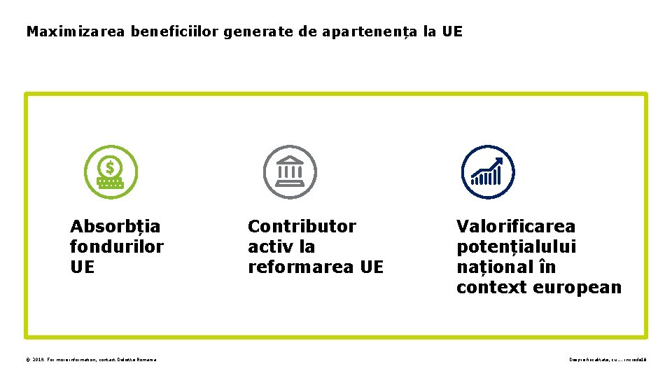 Maximizarea beneficiilor generate de apartenența la UE Absorbția fondurilor UE © 2019. For more