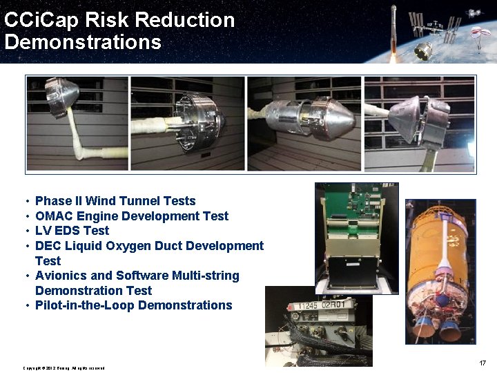 CCi. Cap Risk Reduction Demonstrations • • Phase II Wind Tunnel Tests OMAC Engine