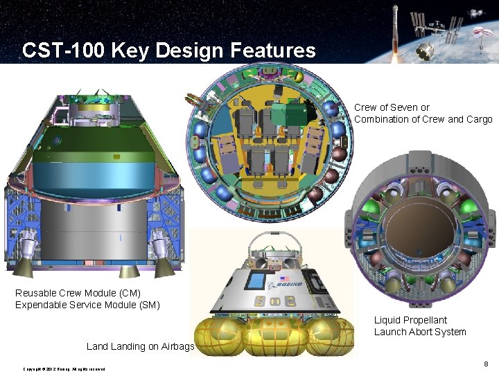 CST-100 Key Design Features Crew of Seven or Combination of Crew and Cargo Reusable