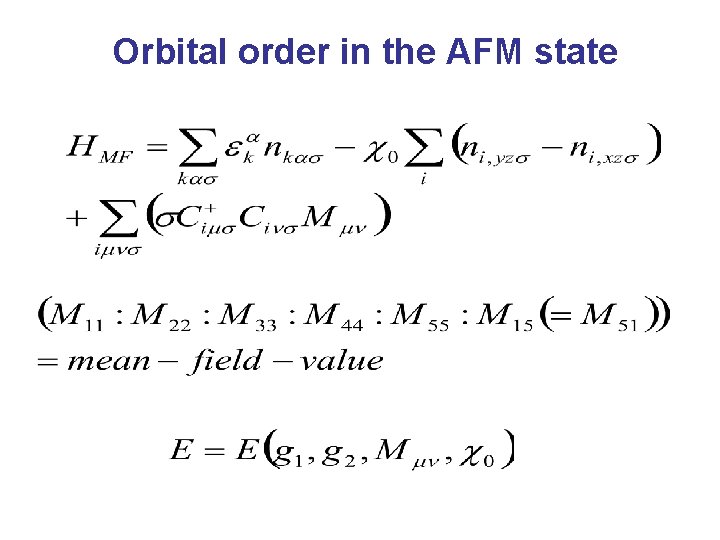 Orbital order in the AFM state 