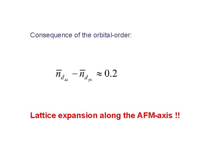 Consequence of the orbital-order: Lattice expansion along the AFM-axis !! 