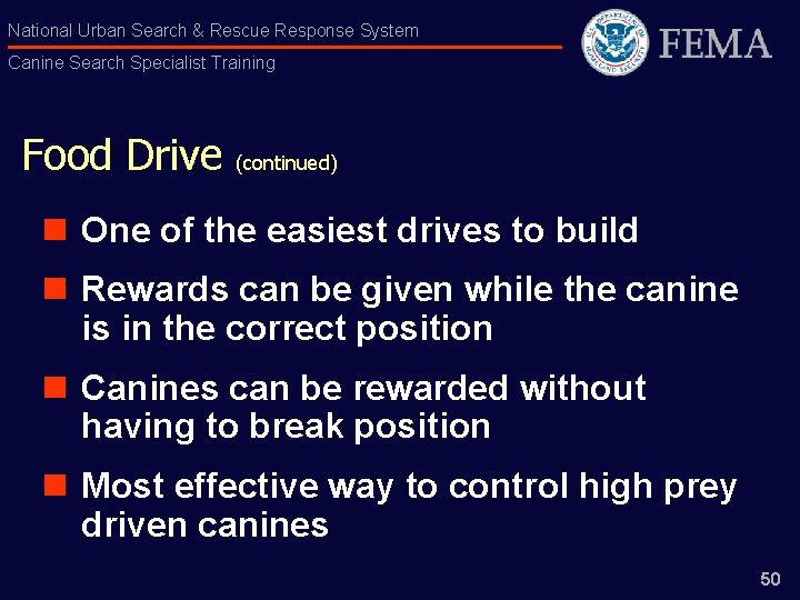 National Urban Search & Rescue Response System Canine Search Specialist Training Food Drive (continued)