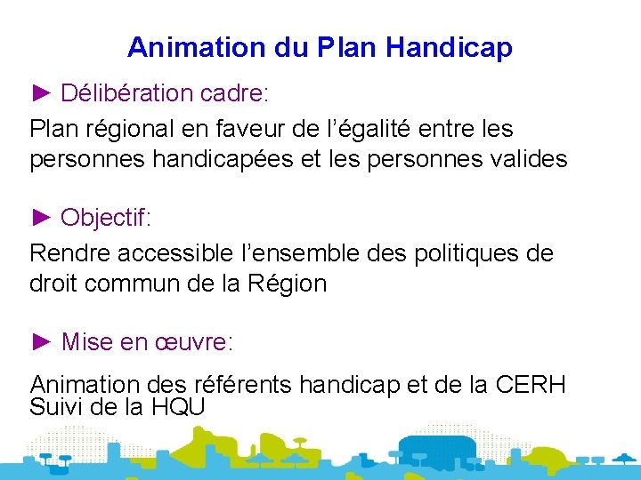 Animation du Plan Handicap ► Délibération cadre: Plan régional en faveur de l’égalité entre