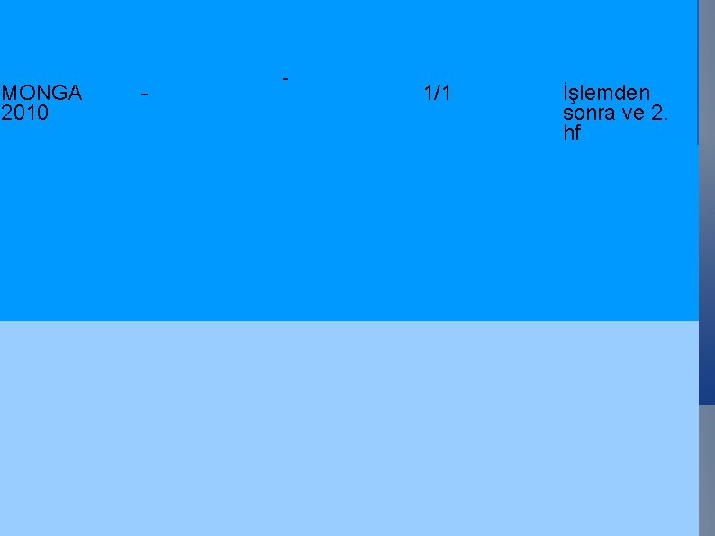 MONGA 2010 - - 1/1 İşlemden sonra ve 2. hf 