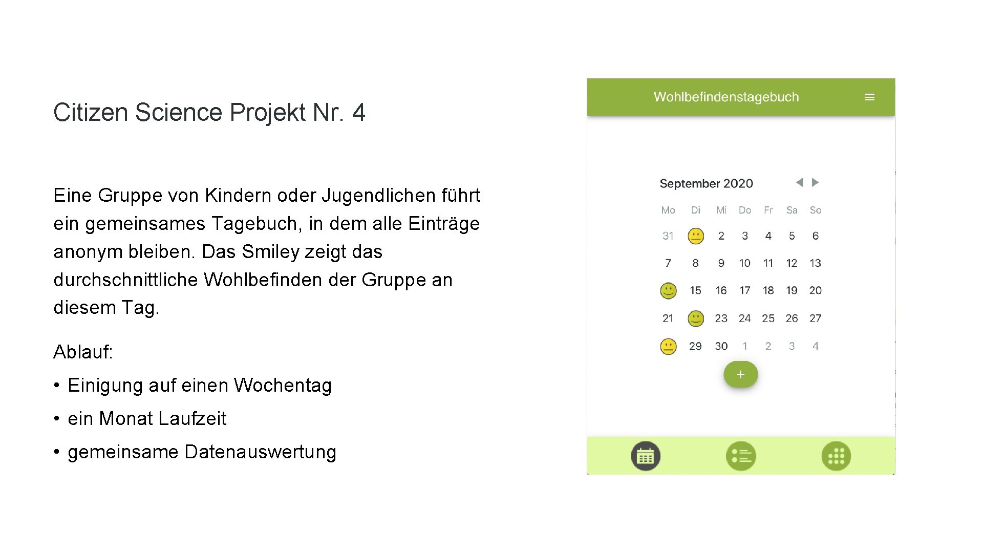 Citizen Science Projekt Nr. 4 Eine Gruppe von Kindern oder Jugendlichen führt ein gemeinsames