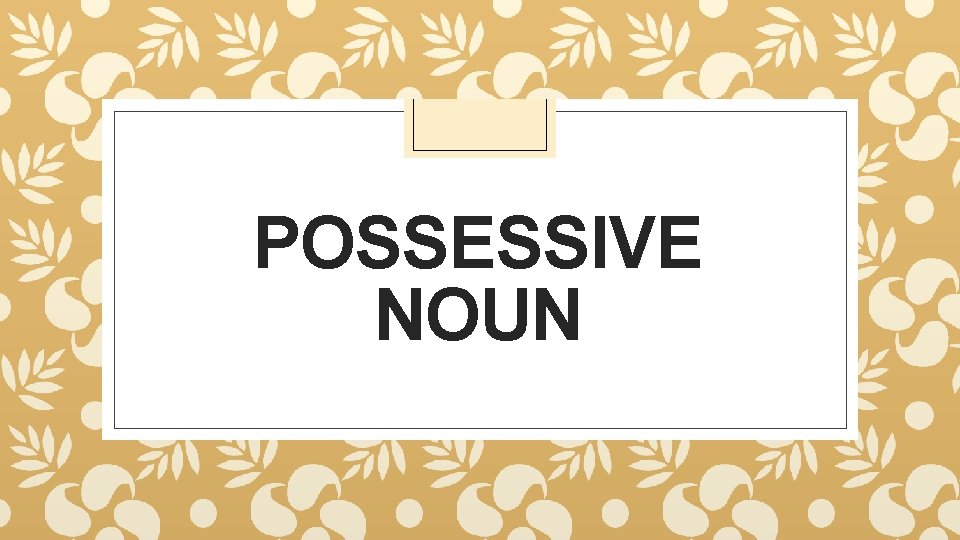 POSSESSIVE NOUN 