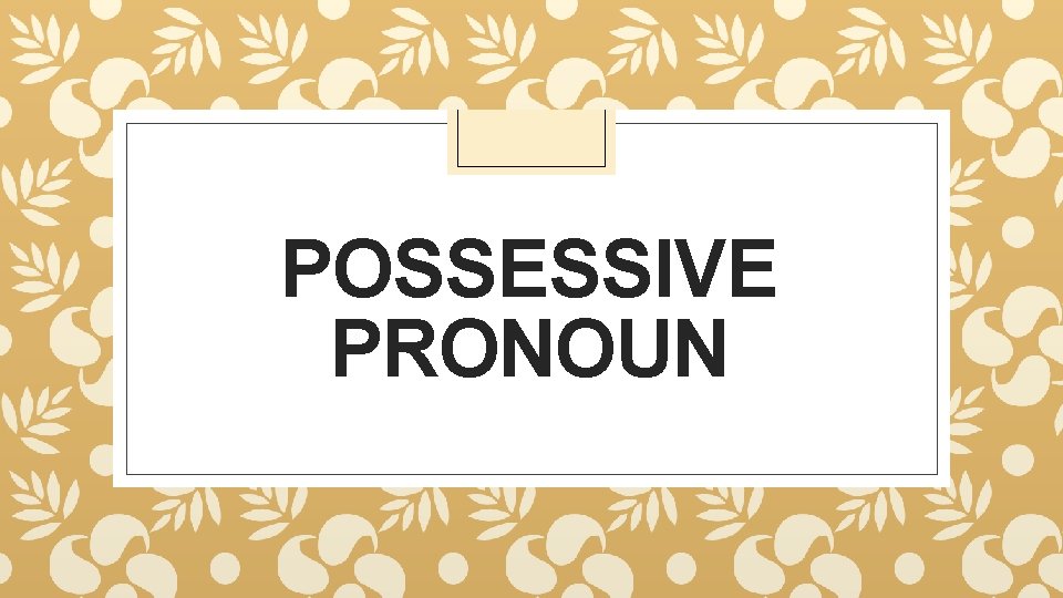 POSSESSIVE PRONOUN 