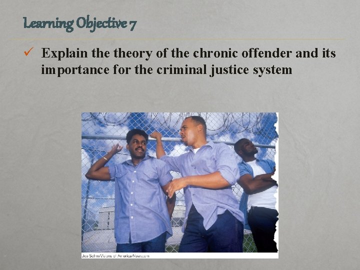 Learning Objective 7 ü Explain theory of the chronic offender and its importance for