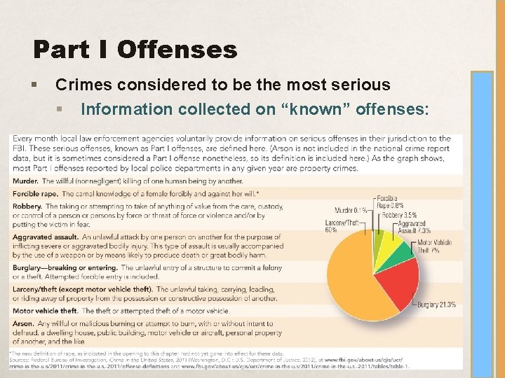 Part I Offenses § Crimes considered to be the most serious § Information collected