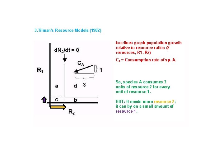 3. Tilman's Resource Models (1982) ): Isoclines graph population growth relative to resource ratios