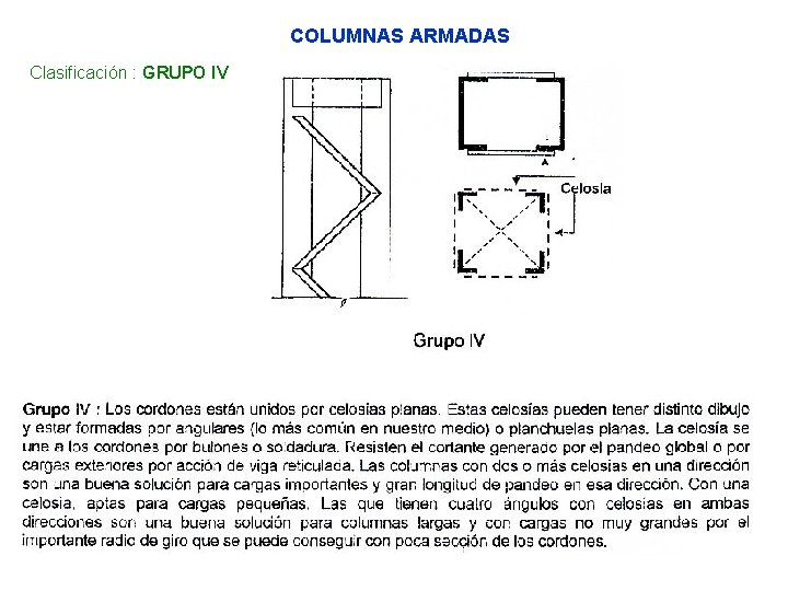 COLUMNAS ARMADAS Clasificación : GRUPO IV 