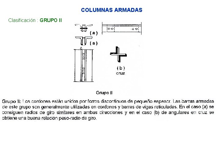 COLUMNAS ARMADAS Clasificación : GRUPO II 